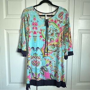 Tua Womens Dress Colorful Art To Wear Floral Print Preppy Sz S Boho Dopamine